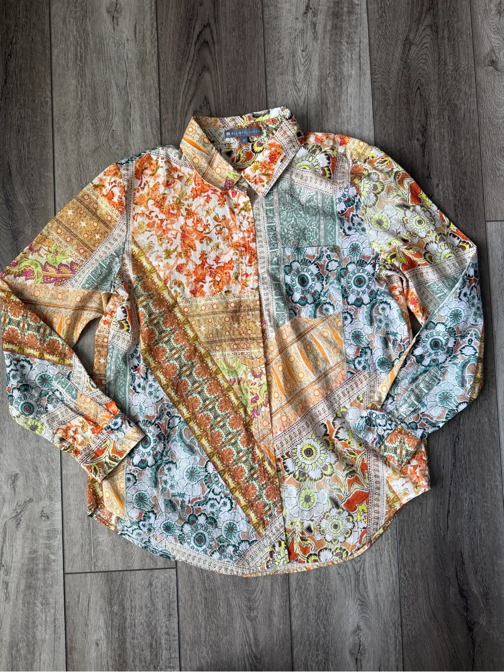 Elliott Lauren- 100% Cotton Bohemian PatchworkShirt- Vacation Ready!